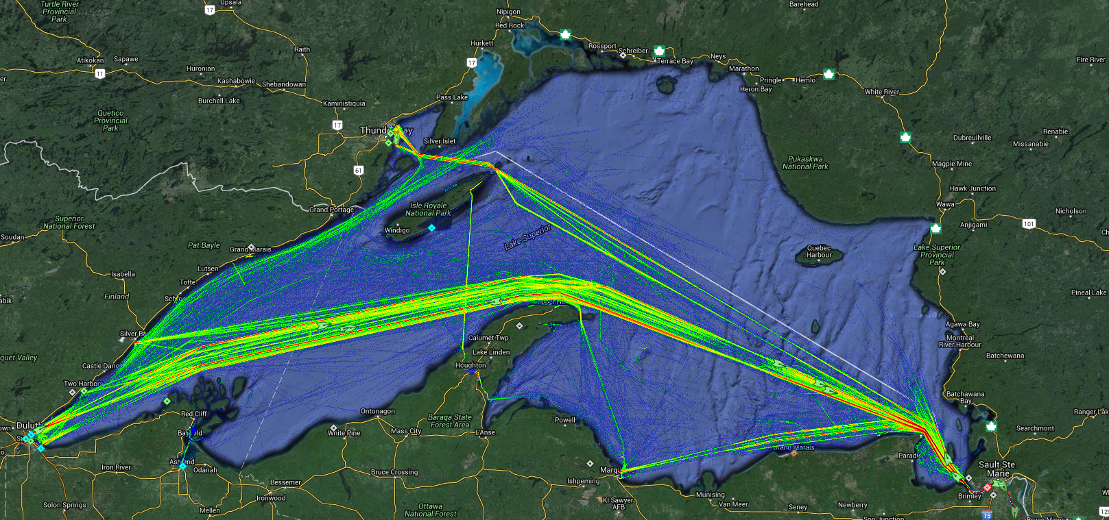 Live Marine Traffic, Density Map and Current Position of ships in LAKE SUPERIOR